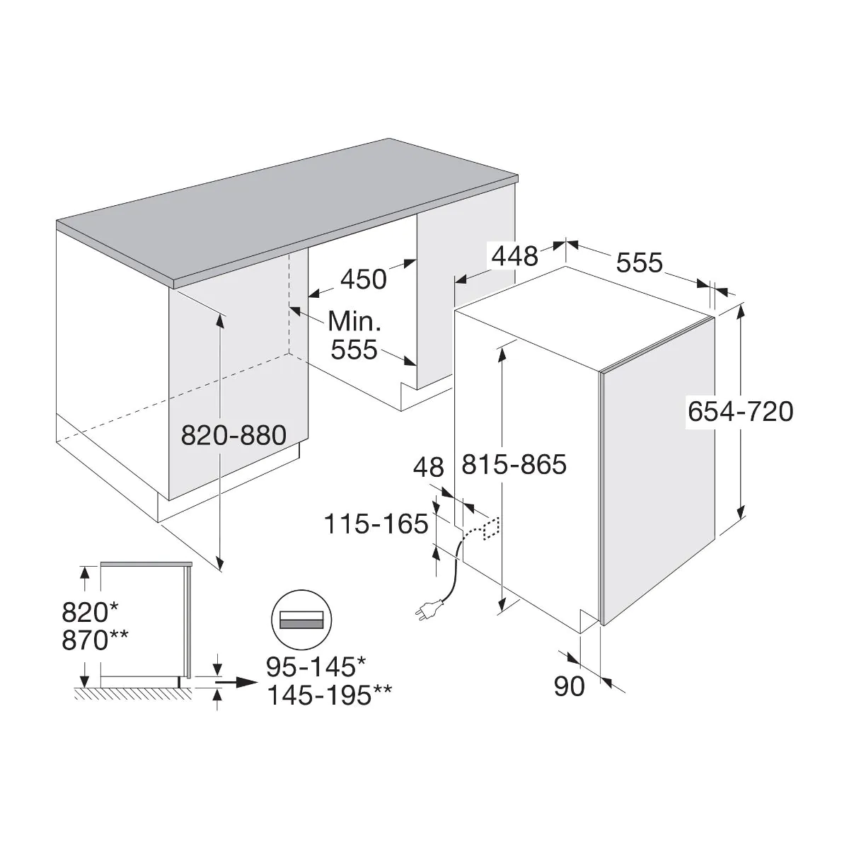 Etna 45cm Vaatwasser met front 45 x 70cm Etna 45cm Vaatwasser met front 45 x 70cm