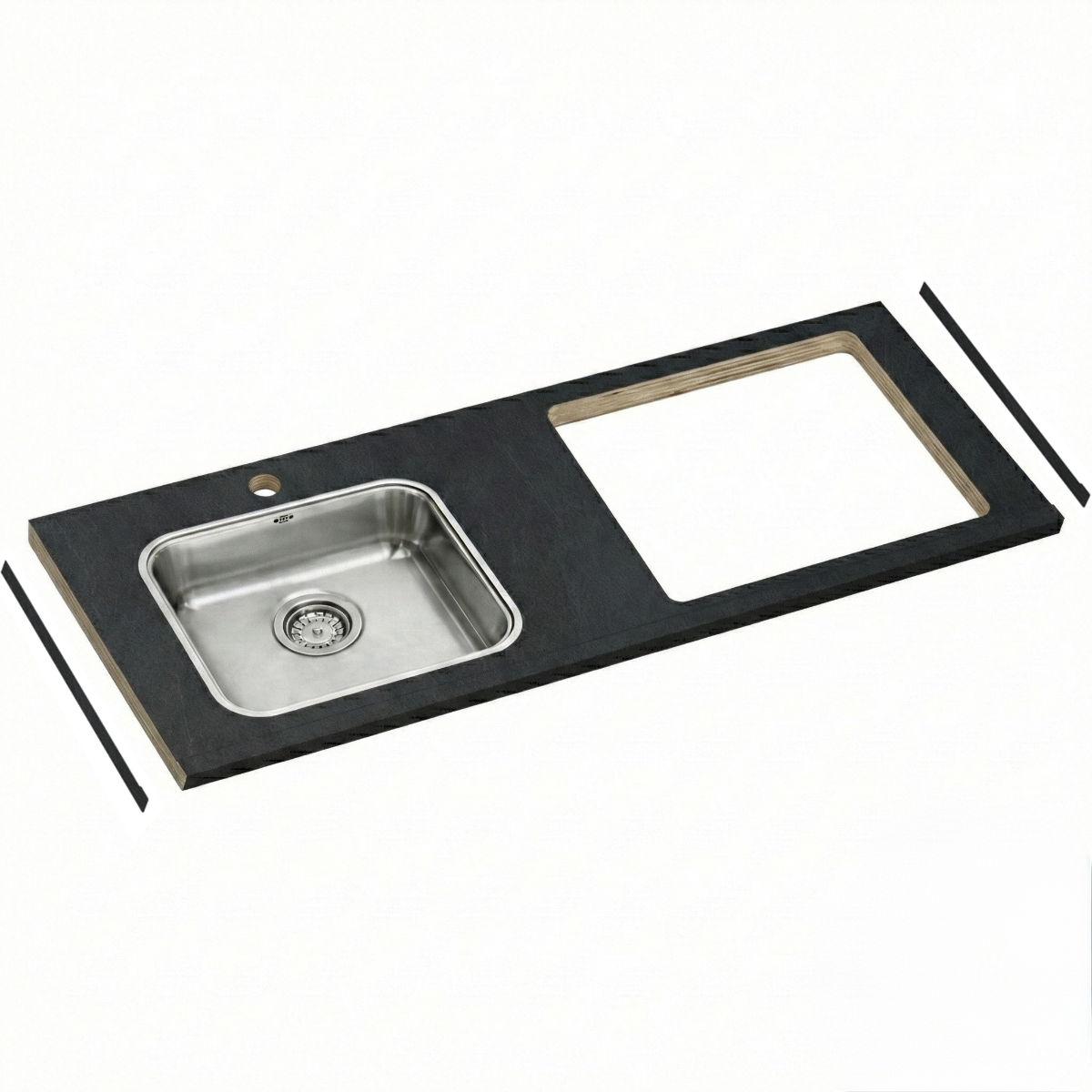 Aanrechtblad op maat met ingefreesde spoelbak, kraangat en kookplaat uitsparing main product photo