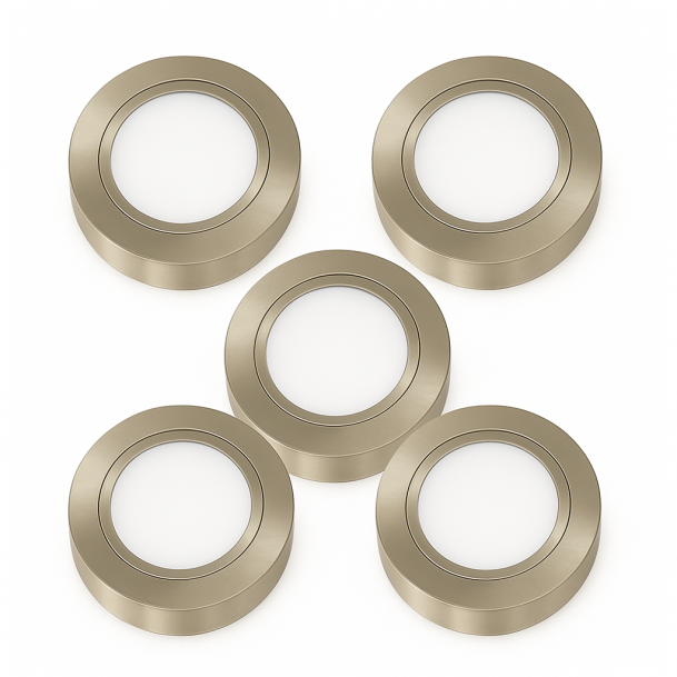 Opbouw set van 5 ronde LED opbouwspots RVS 