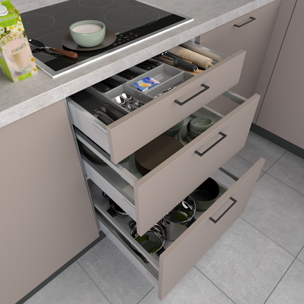 Kookplaatkast met voorraadladen 60 x 78cm