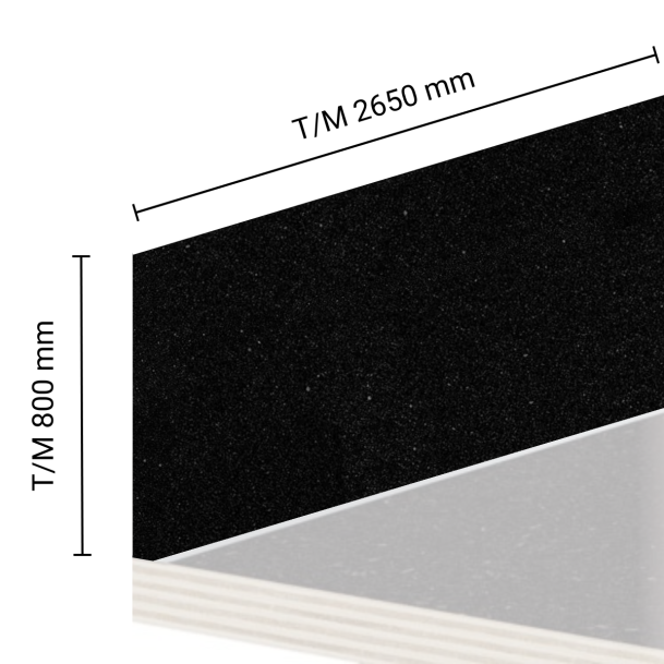 Achterwand tot 265 cm lang en 80 cm hoog