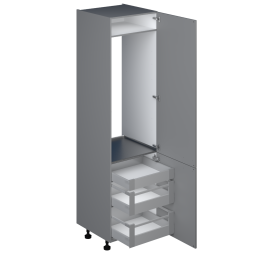 Ombouwkast 221cm voor koelkast 122cm sleepdeur met interne laden